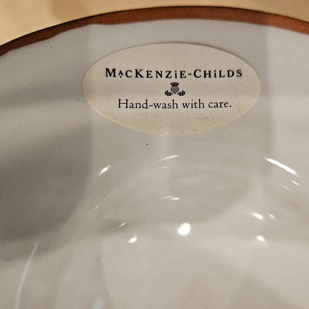 RARE MACKENZIE CHILDS ARGYLE PLAID AURORA CERAMIC GLOBE STORAGE CANISTER JAR